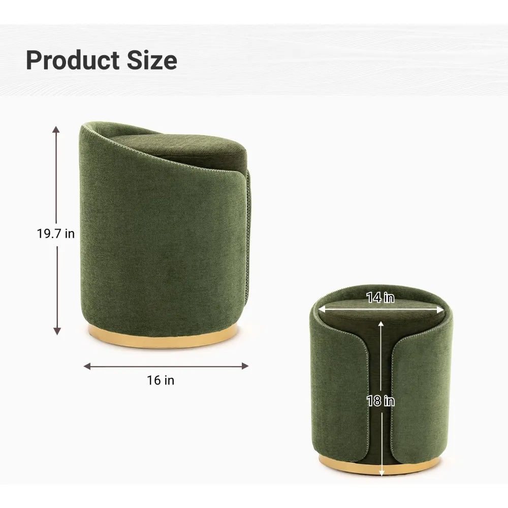 Swivel Vanity Stool with Gold Base
