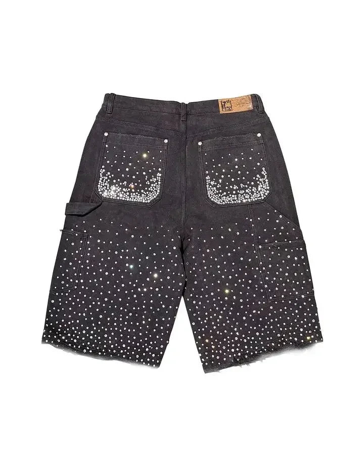 Vintage Sequined Denim Loose Casual Shorts