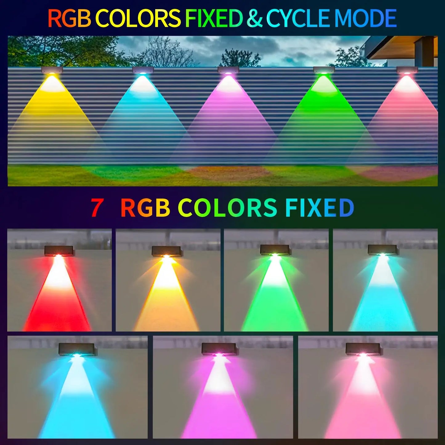 1/4pc Solar Fence Light 12 modes for Patio Backyard Deck Railing