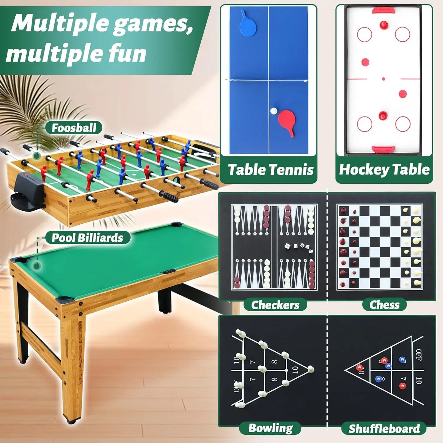 8-In-1 Combo Game Table Set For Home