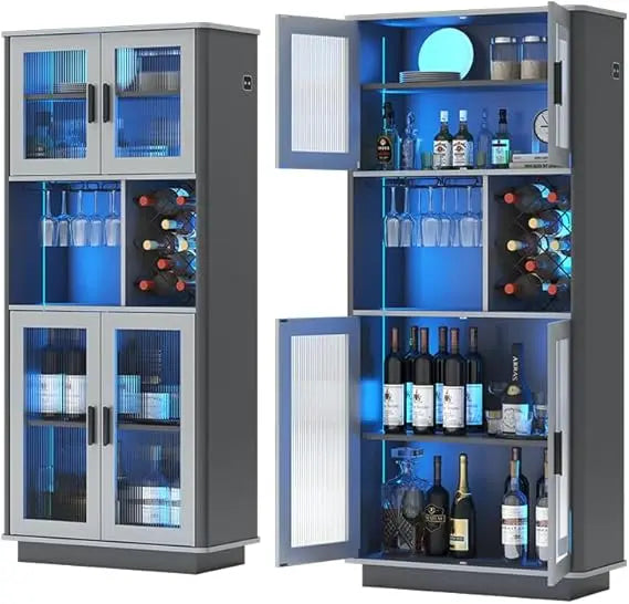 LED Wine Bar Cabinets with Removable Wine Rack