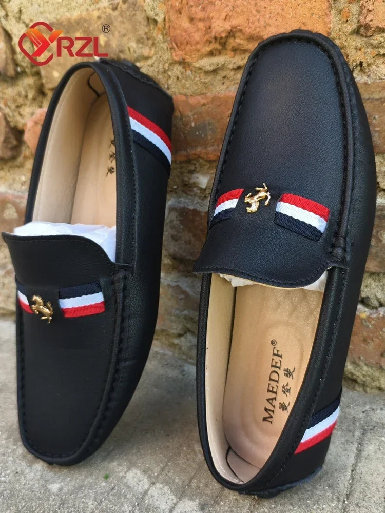 Mens Leather Casual Slip on Moccasins