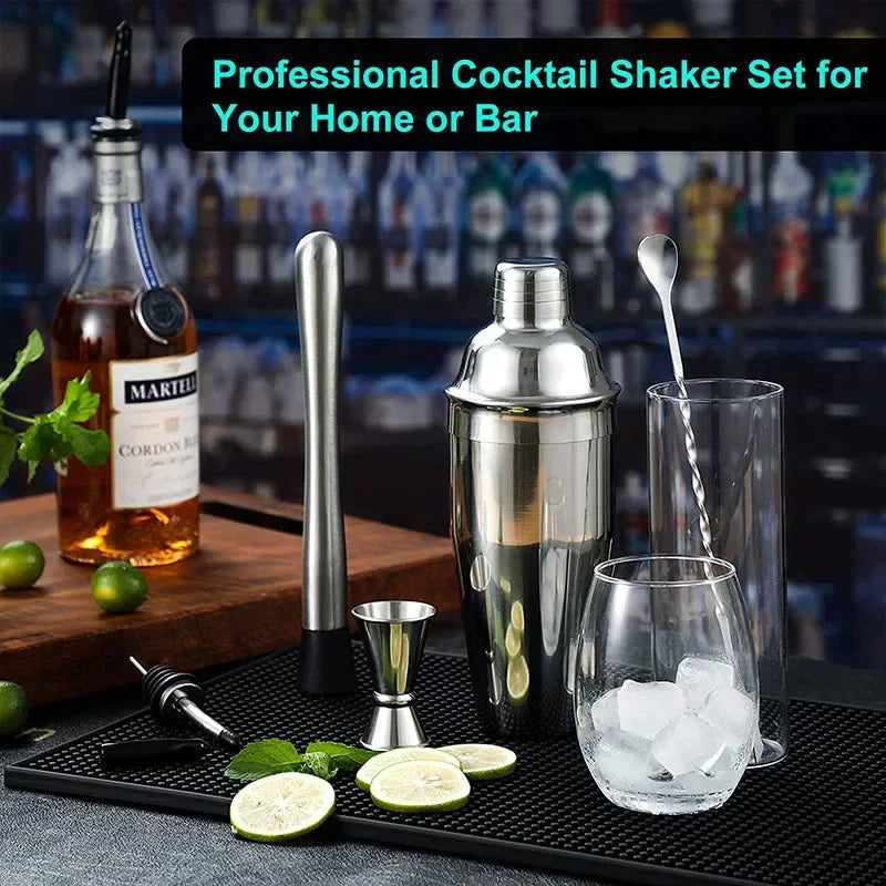 11pcs Stainless Steel Bartender Kit with Stand Cocktail Shaker
