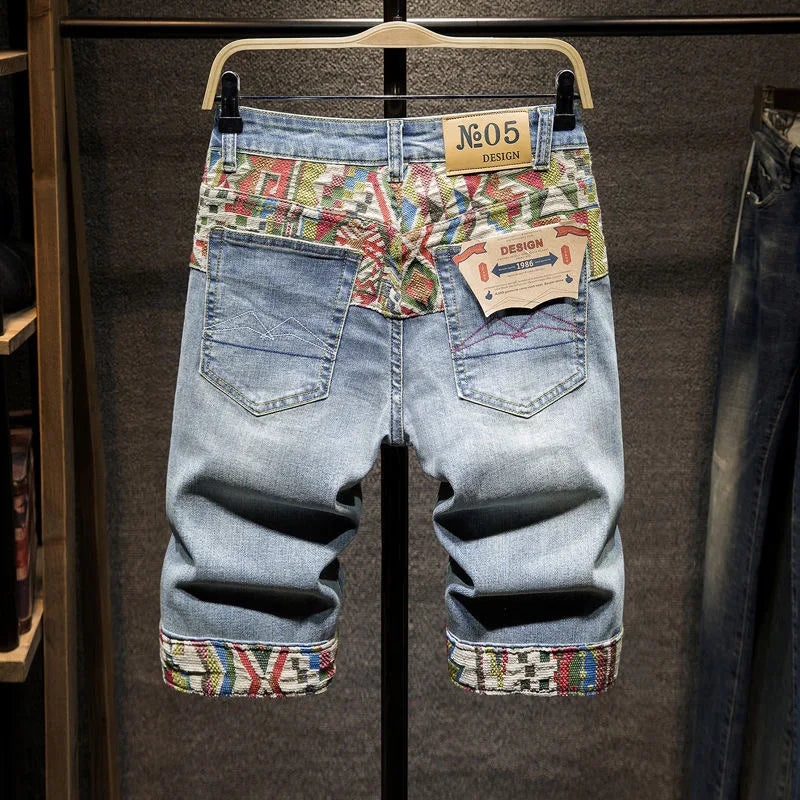 Fashion Print Denim Shorts Loose Comfortable