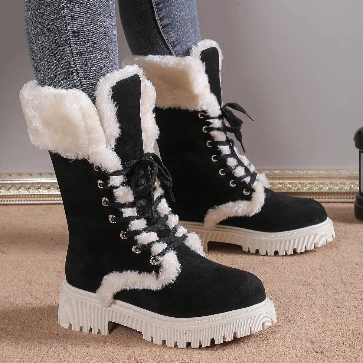 Womens Cozy Fleece Lined Snow Boots Insulated