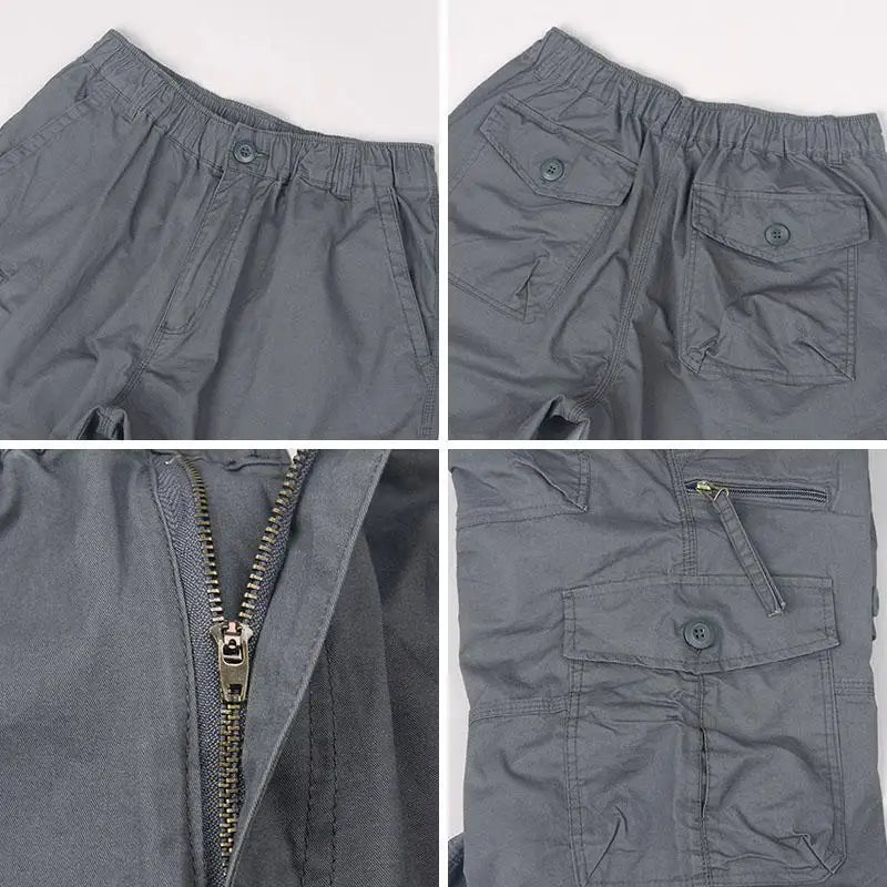 Cargo Shorts Loose Elastic Waist Multi Pockets