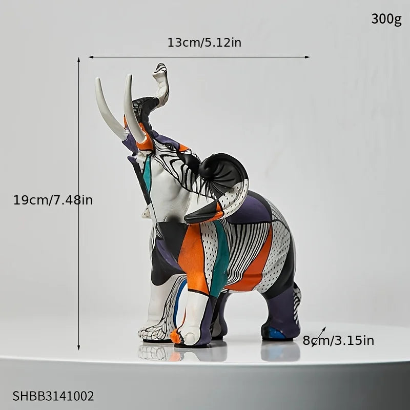 Painted Art Elephant Figurines Modern Decor