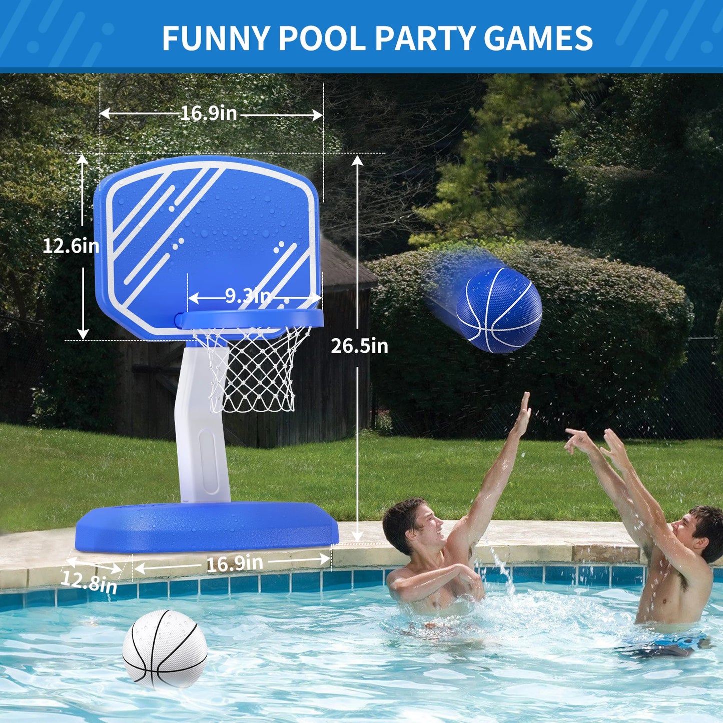 Garden Pool Basketball Hoop with Adjustable Height