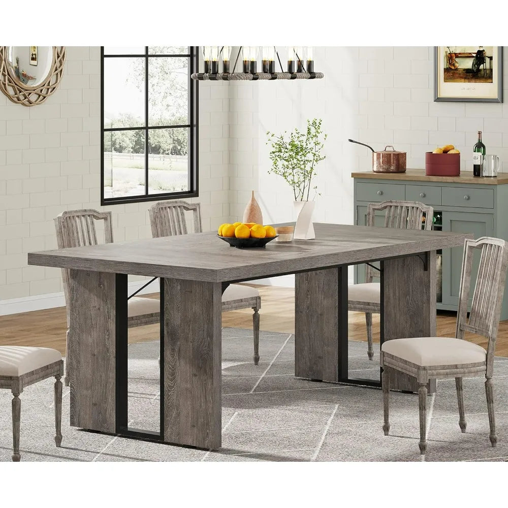 Dining Table Set for 6 to 8 People Rustic Farmhouse