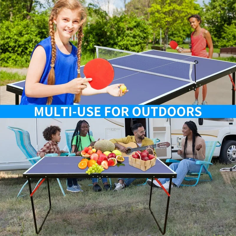 4.5ft Portable Ping Pong Table Set with Net and 2 Ping Pong Paddles