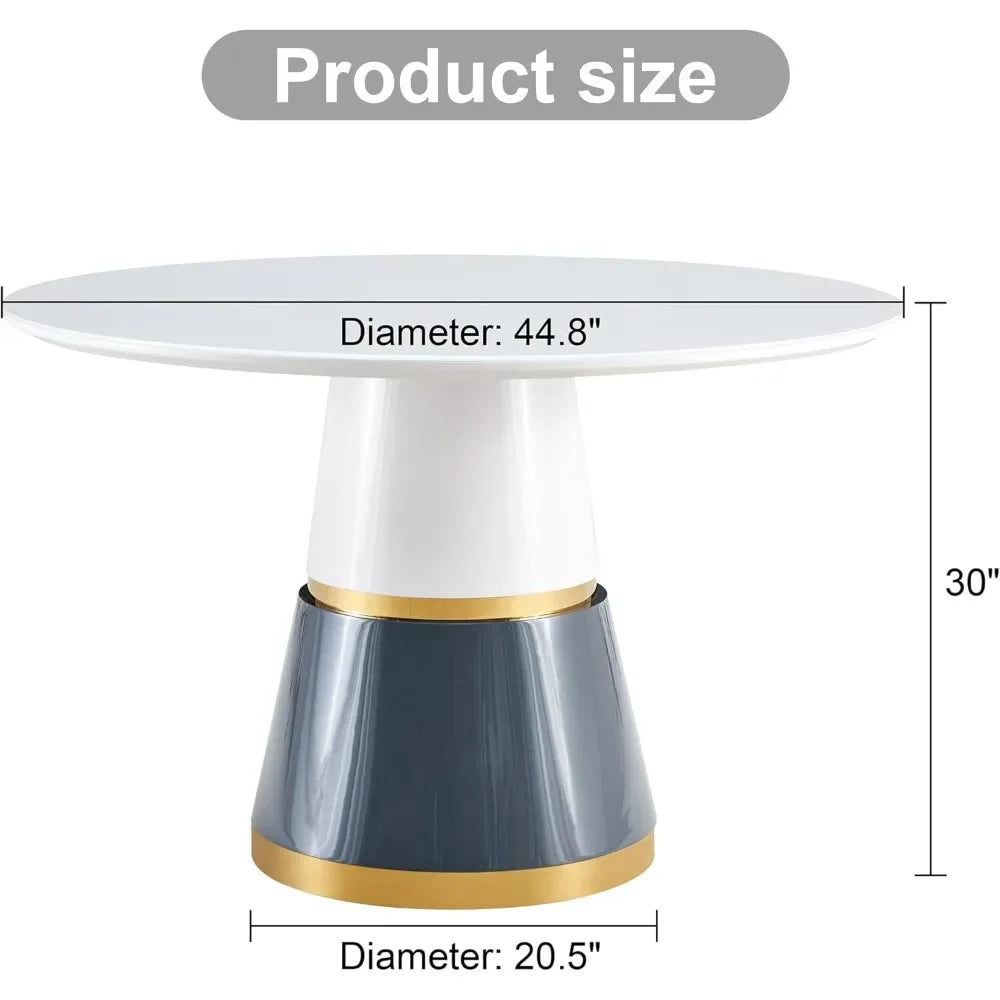 45" Round White Marble Dining Room Table