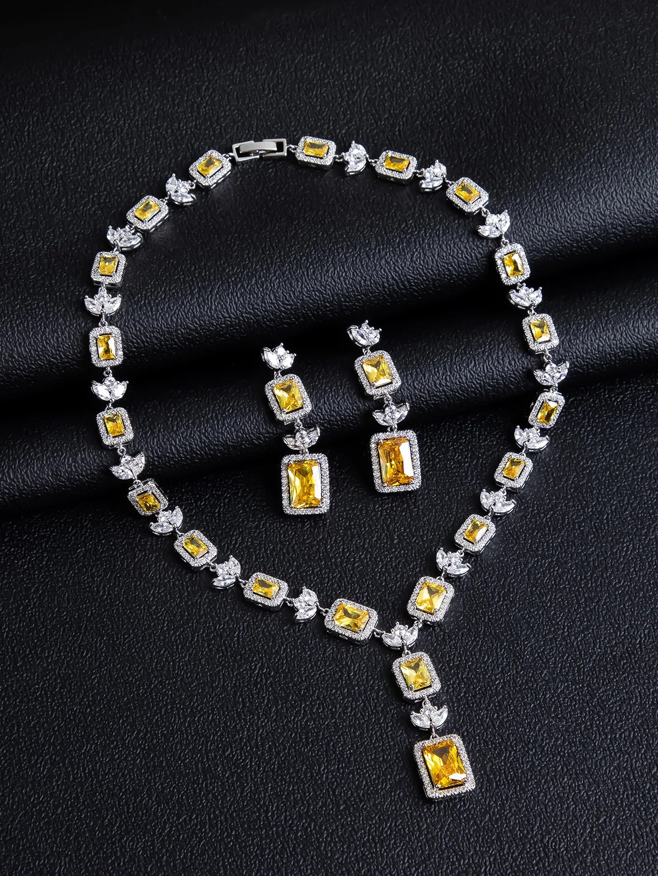 Luxury Yellow Crystal Jewelry Set