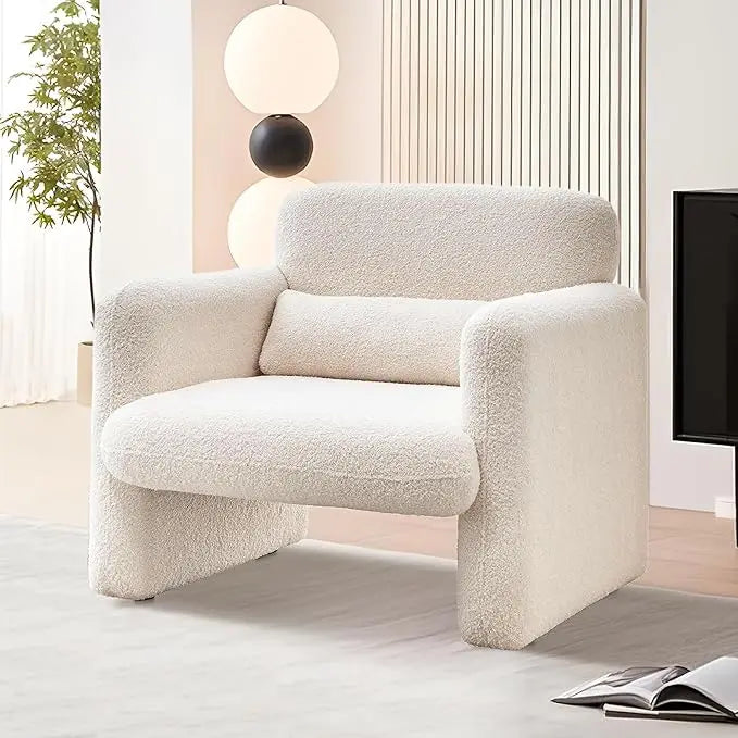 Modern Lamb Fabric Upholstered Arm Chair
