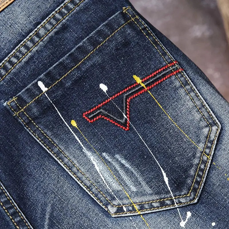 Graffiti Ripped Big Hole Denim Shorts