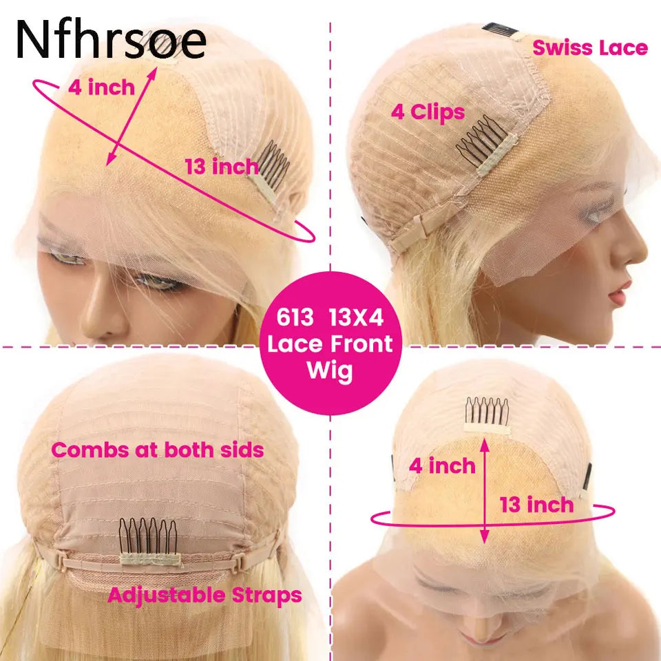Highlight 13x4 Transparent Blue White Lace Front Human Hair Wig