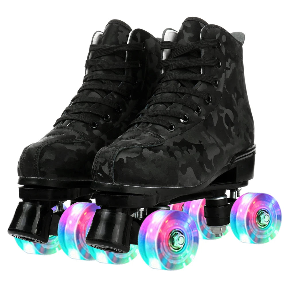 PU Leather Wheels Flash Roller Skates