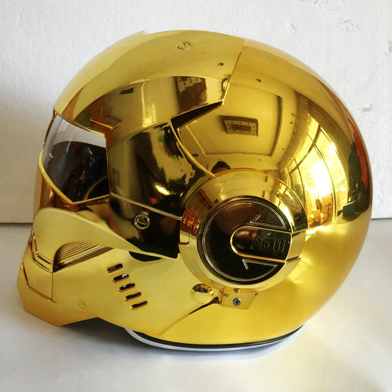 MASEI 610 electroplate Gold Chrome motorcycle helmet half open face