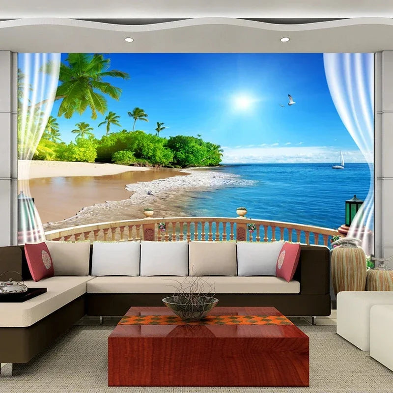 3D Wallpaper Sea View Large Mural Beach Landscape