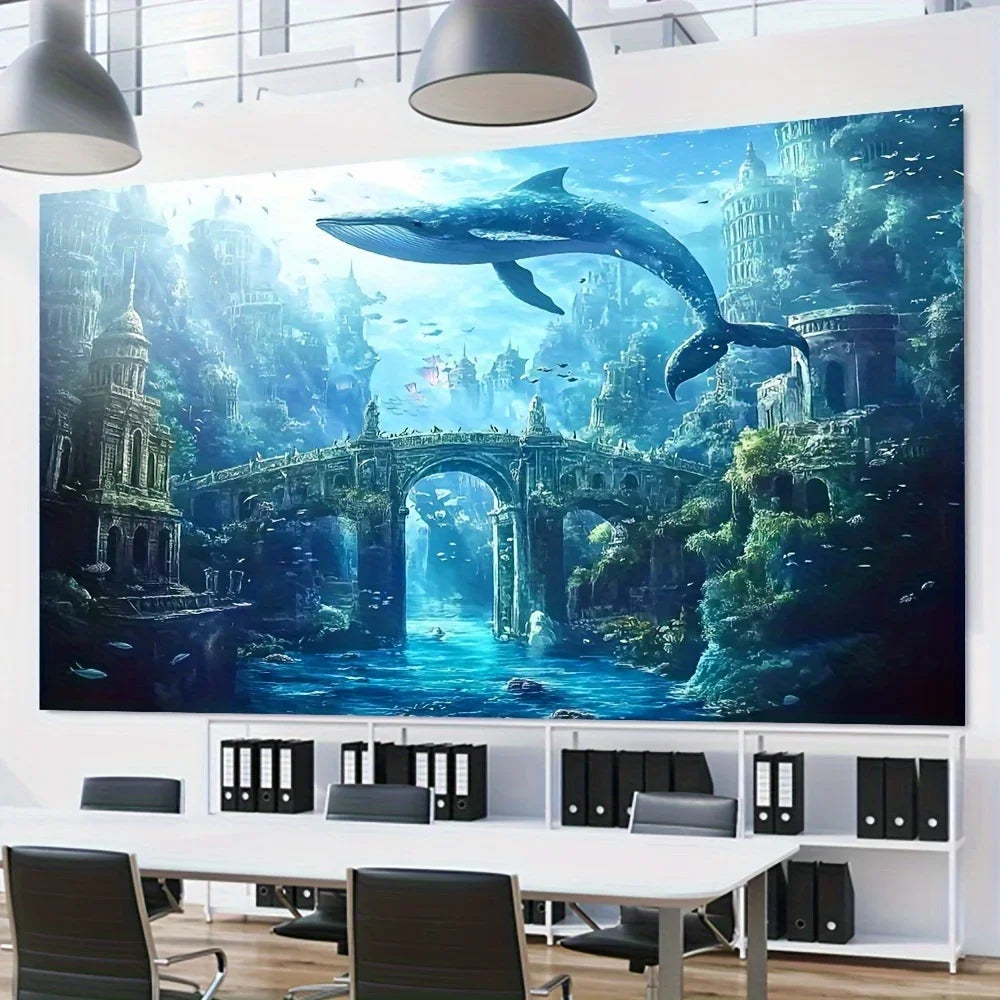 Fantasy Underwater World Whale Scene Tapestry