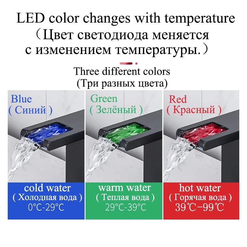 LED Bathroom Basin Faucet Waterfall