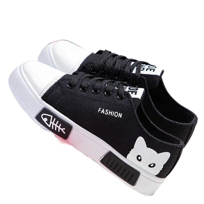 Womens Cartoon Cat Casual Fashion Sneakers