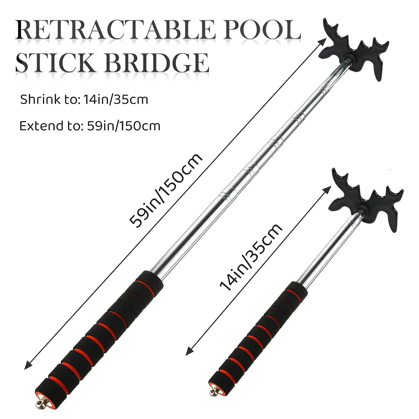 Retractable Billiard Cue Sticking Bridge Stainless Steel Telescopic