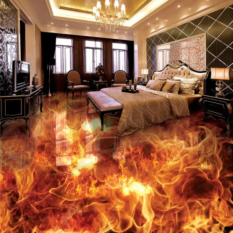 3D Stereoscopic Flame Bathroom Floor Mural