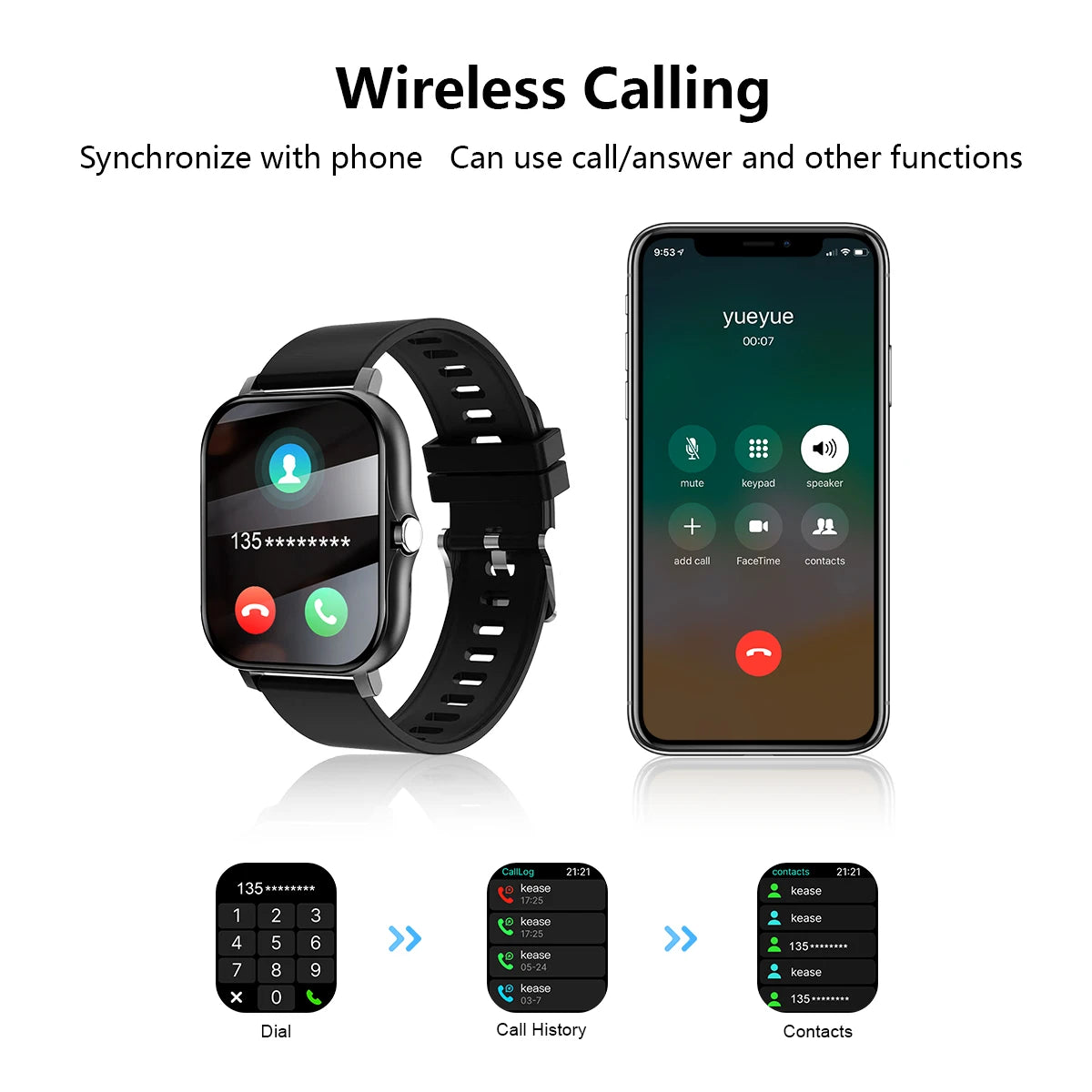 Smart Watch Wireless Fitness Monitoring for IPhone/Andriod