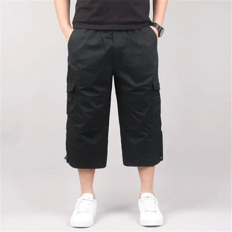 Cargo Shorts Loose Elastic Waist Multi Pockets