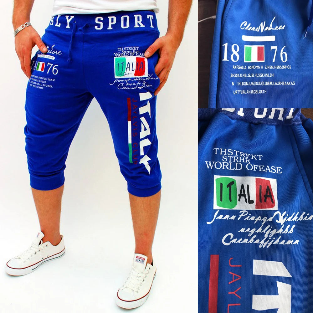Men's Athletic Capri Drawstring Print Sweatpants