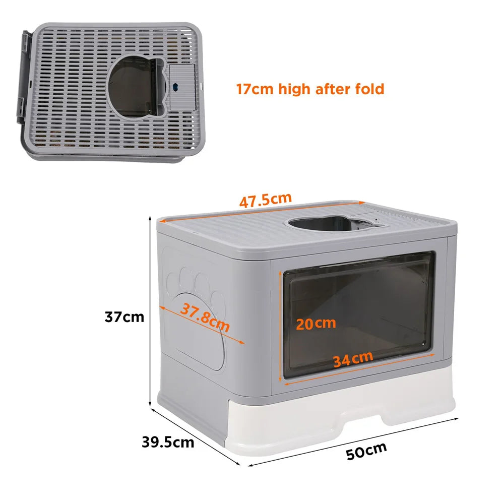 Large Hooded Cat Litter Box Top Entry Anti-Splashing Enclosed