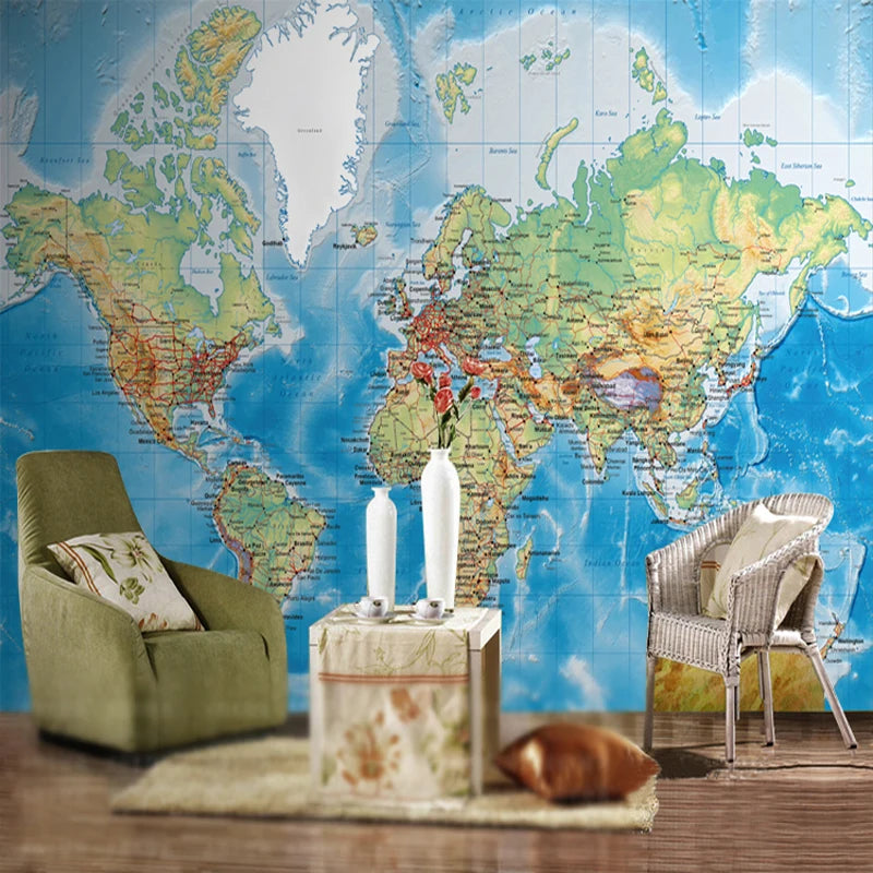 HD World Map Mural Wallpaper