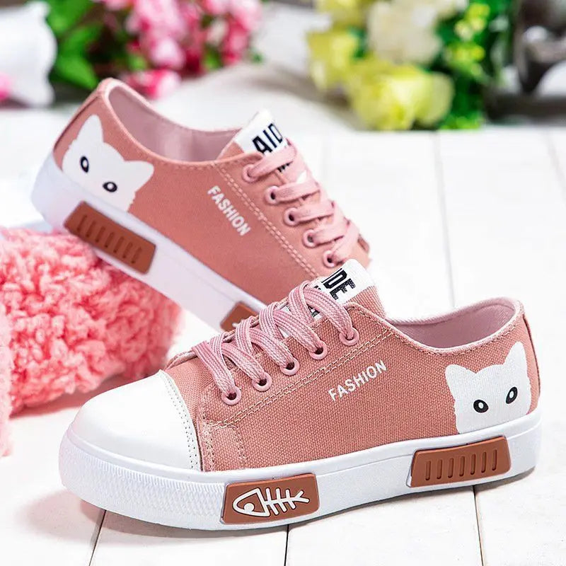 Womens Cartoon Cat Casual Fashion Sneakers