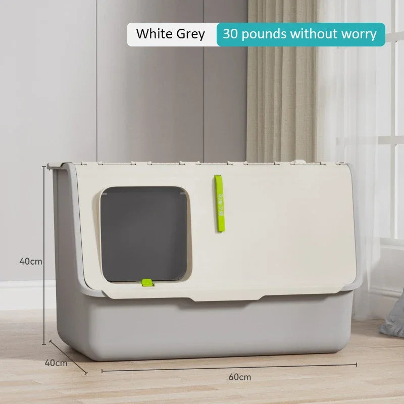 Top-Entry Cat Litter Box Extra Large Fully Enclosed Anti-Splash Mat Anti-Smell
