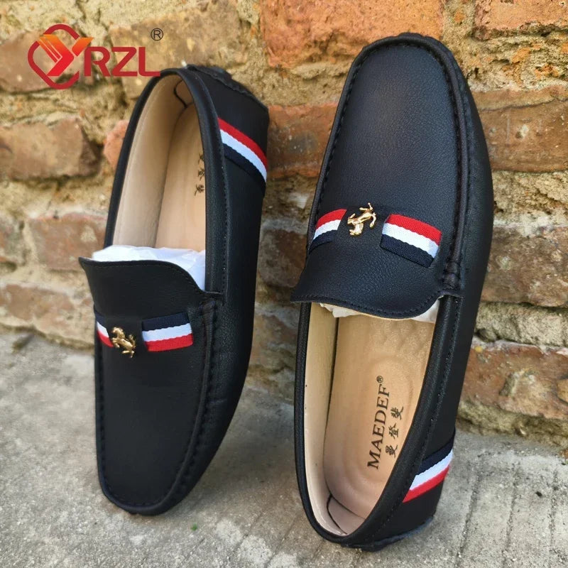 Mens Leather Casual Slip on Moccasins