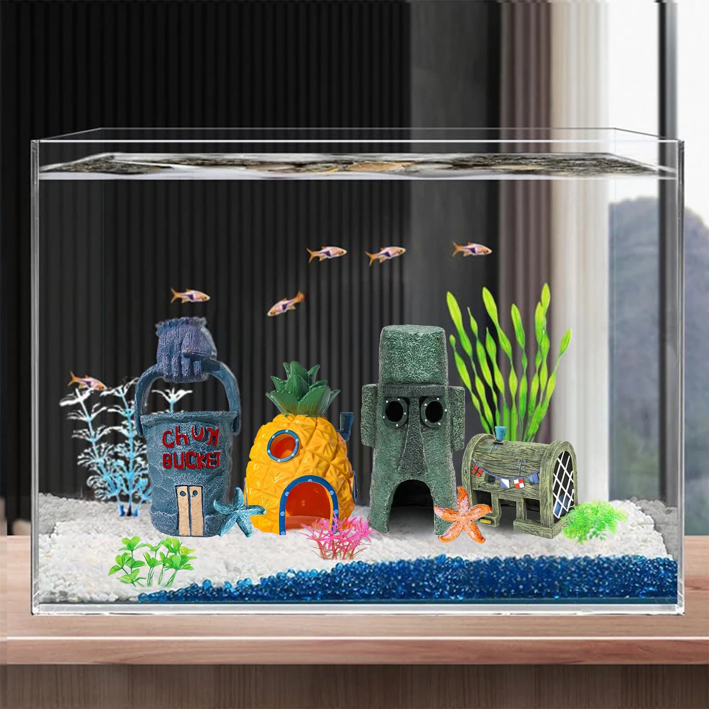 11 Pcs Spongebob Squarepants Fish Tank Aquarium Decorations