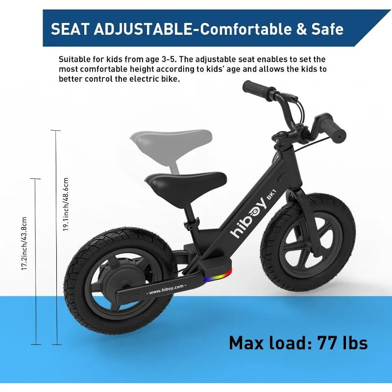 BK1 Electric Bike for Kids, 12 Inch Tires, 150W Adjustable Seat