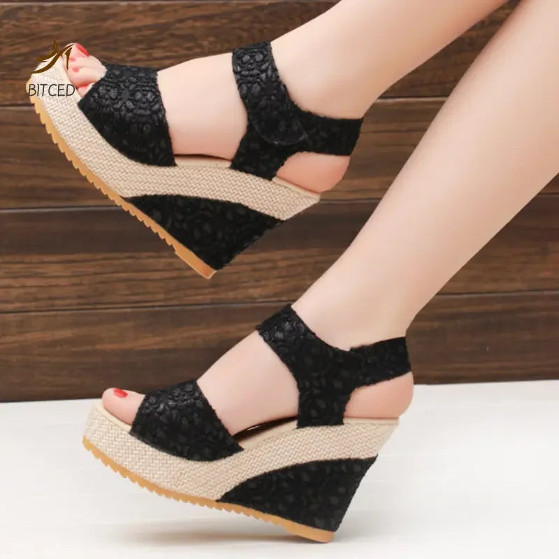 Womens Peep Toe Platform High Heel Sandals