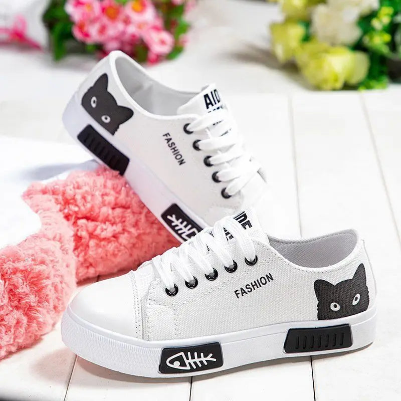 Womens Cartoon Cat Casual Fashion Sneakers