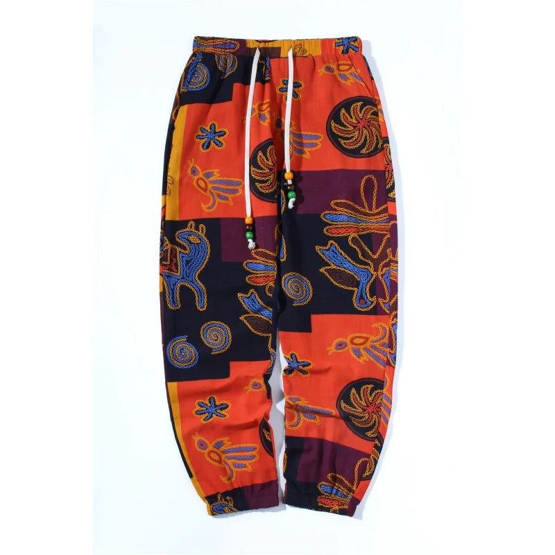 Fashion Spring Men Floral Print Joggers