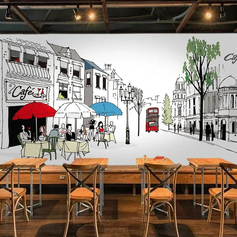 Mural Wallpaper 3D Coffee Shop Background