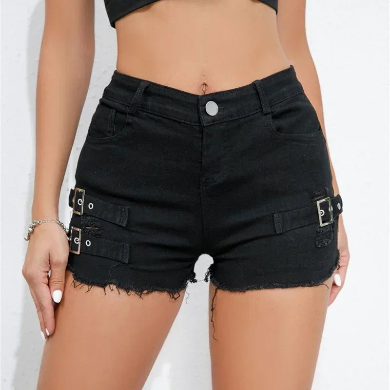 Womens Denim Shorts High Waist Streetwear