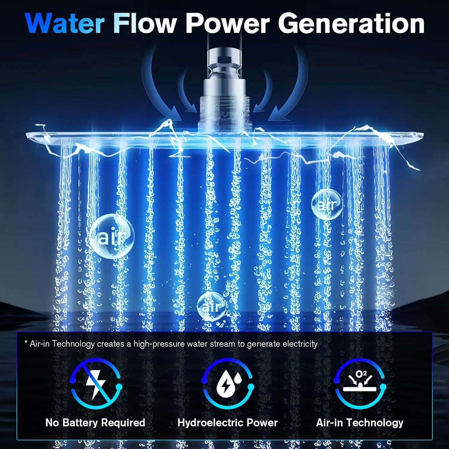 Chrome LED Rainfall Shower Head Stainless Steel Color Changing