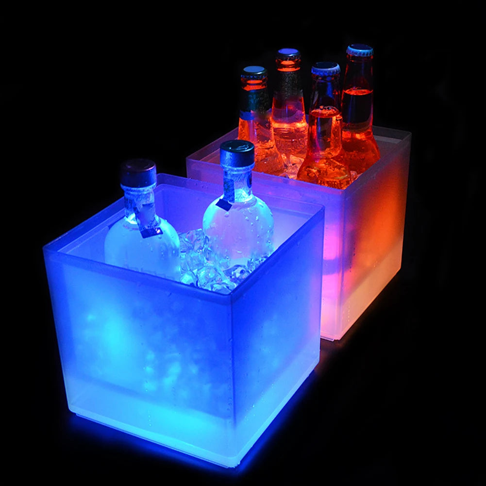 3.5L LED Colorful Double Layer Square Bar Ice Bucket