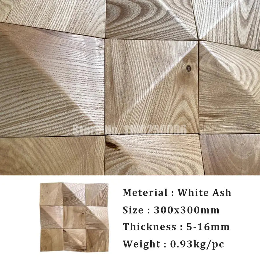 Natural Solid 3D Wooden Acoustic Mosaic Tiles