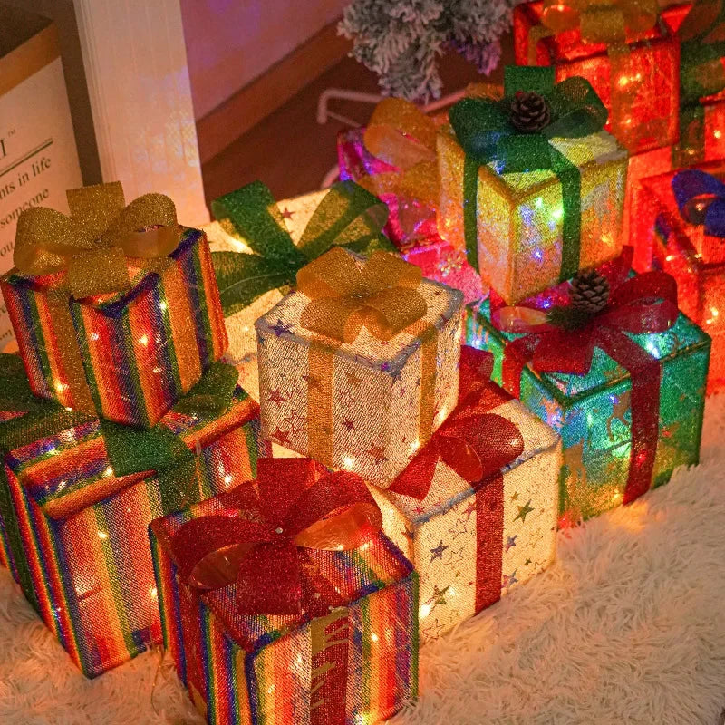 Christmas Gift Box Three-piece Christmas Decoration Lights