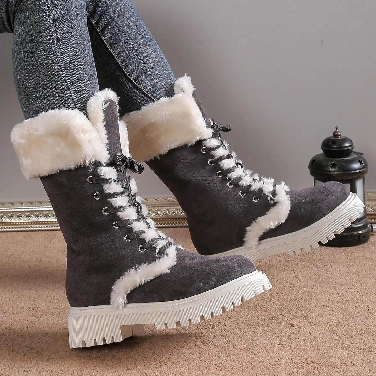 Womens Cozy Fleece Lined Snow Boots Insulated