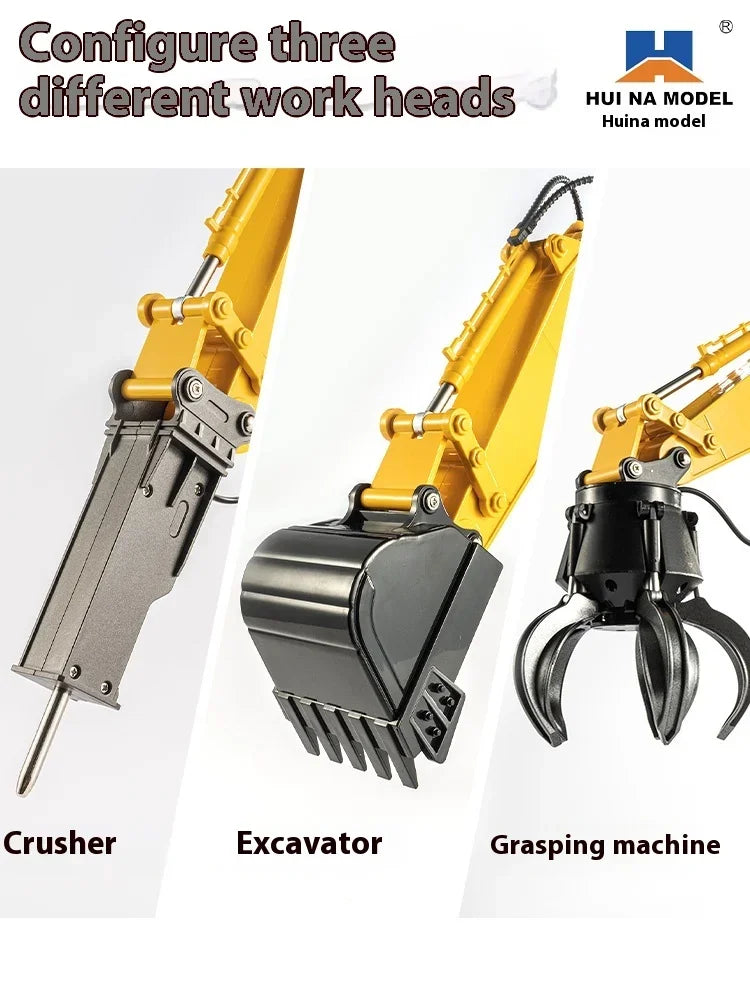 16-Channel RC Construction Vehicle Multifunctional Grabbing Machine With 3 Working Heads