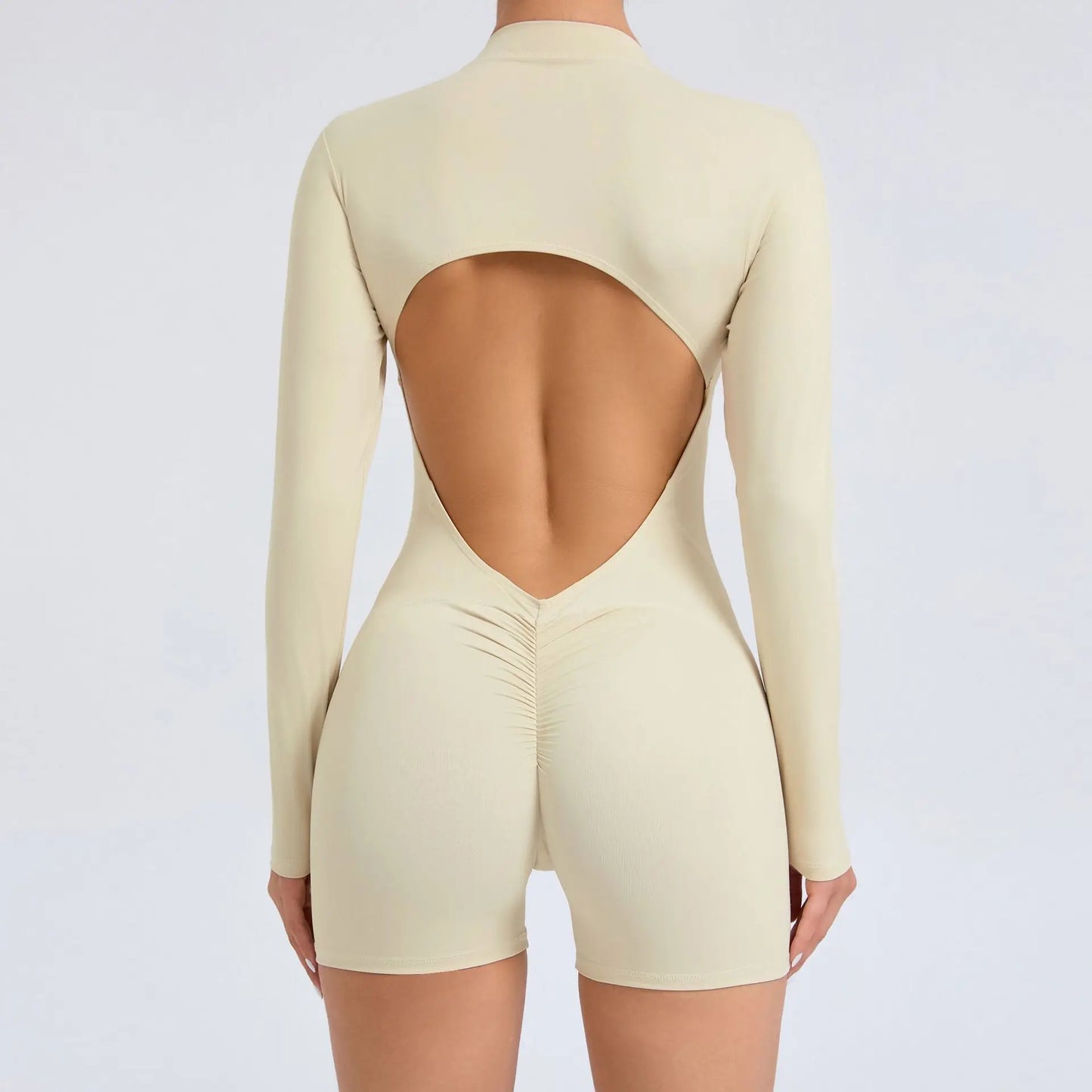 V Back Scrunch One-Piece Workout Romper