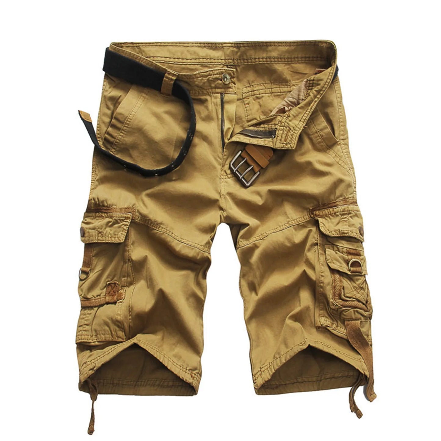 Men's Multi-Pocket Solid Color Casual Cargo Shorts